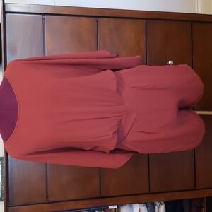 WHBM Cinnamon Kimono Sleeve Romper with Pockets; Size 0; Solid Red-Orange